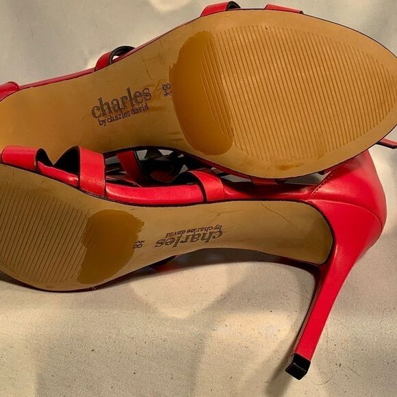 CHARLESĀ DAVIDāNWOBāRED/PINKā3āāHEELSāSANDALāSIZEā8.5 - Picture 5 of 5